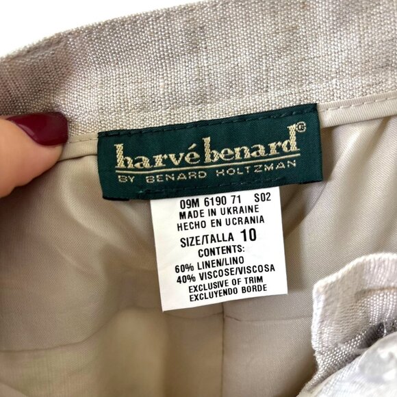 Vintage 90s Cream High Rise Linen Wide Leg Pants 10 Tall - Picture 5 of 11